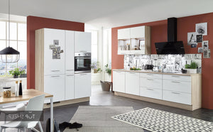 nobilia Küchen Speed 244 Alpinweiß 280 + 150 cm  zwei Küchenblöcke konfigurierbar mit E-Geräten spiegelverkehrt