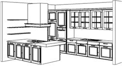 nobilia Küche mit Kücheninsel Sylt 851 Lack Schwarz matt 360+240cm konfigurierbar mit E-Geräten Skizze