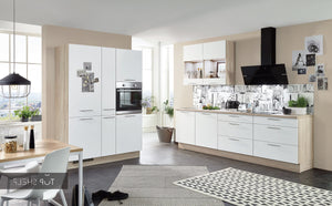 nobilia Küche Speed 244 Alpinweiß 280 + 150 cm zwei Küchenblöcke konfigurierbar mit Elektrogeräten spiegelverkehrt
