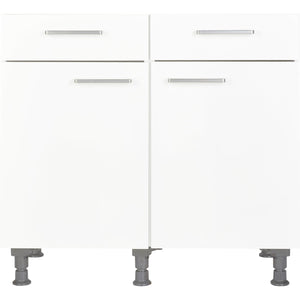 nobilia Küchen-Unterschrank US90  Weiß mit 2 Schubladen und 2 Türen 90cm, 1 Einlegeboden