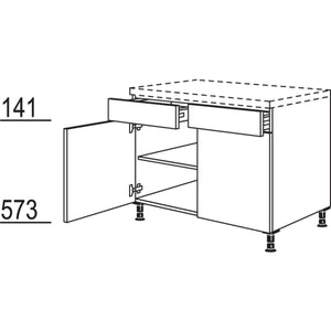 nobilia Küchen-Unterschrank US90 mit 2 Schubladen und 2 Türen, 90cm, 1 Einlegeboden 22079-top-shelf.de