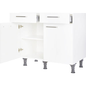 nobilia Küchen-Unterschrank US90 mit 2 Schubladen und 2 Türen, 90cm, 1 Einlegeboden weiß