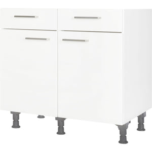 nobilia Küchen-Unterschrank US90 mit 2 Schubladen und 2 Türen, 90cm, 1 Einlegeboden weiß
