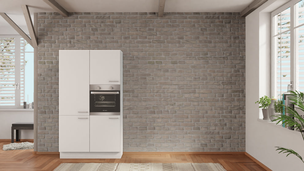 nobilia Küchenblock Arnsberg 120 cm Alpinweiß matt Eiche Provence Speisekammer