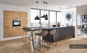 nobilia Küchenzeile mit Kücheninsel Speed 288 Schwarzbeton Nachbildung 450 + 180 cm Küche konfigurierbar mit Elektrogeräten