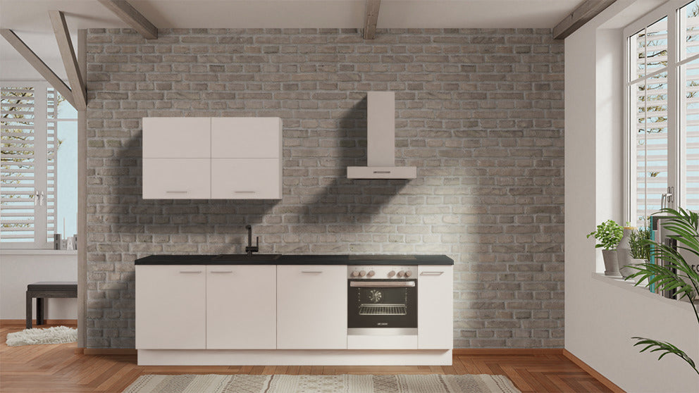 nobilia Küchenzeile 270 cm Alpinweiß matt Einbauküche &amp; E-Geräten Beton Schiefergrau