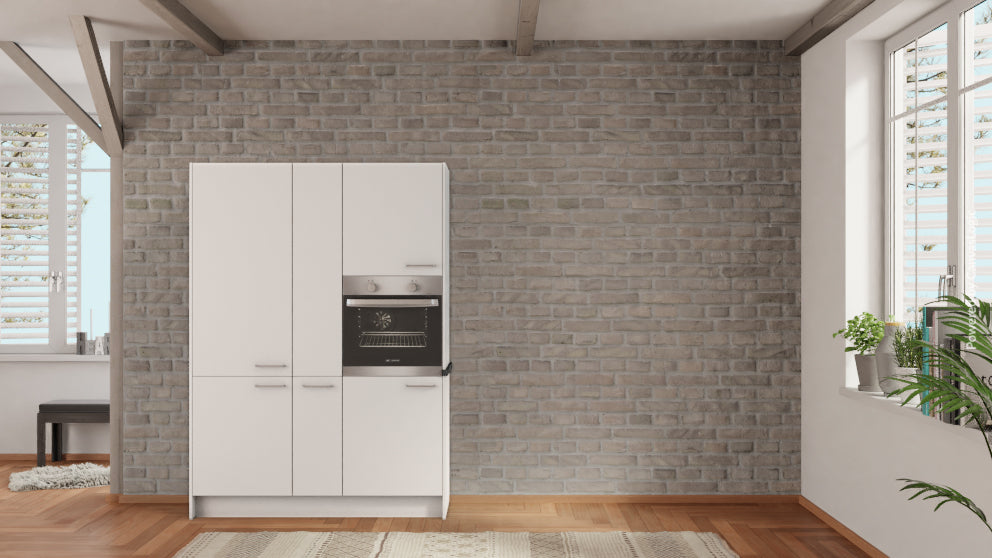 nobilia Küchenzeile Herford 150 cm Weiß matt Beton Schiefergrau mit Backofen