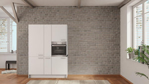 nobilia Küchenzeile Herford 150 cm Weiß matt Beton Schiefergrau mit Backofen