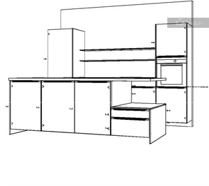 nobilia Küchenzeile mit Kücheninsel Riva 839 Beton Terragrau grifflos 300 + 300 cm konfigurierbar -