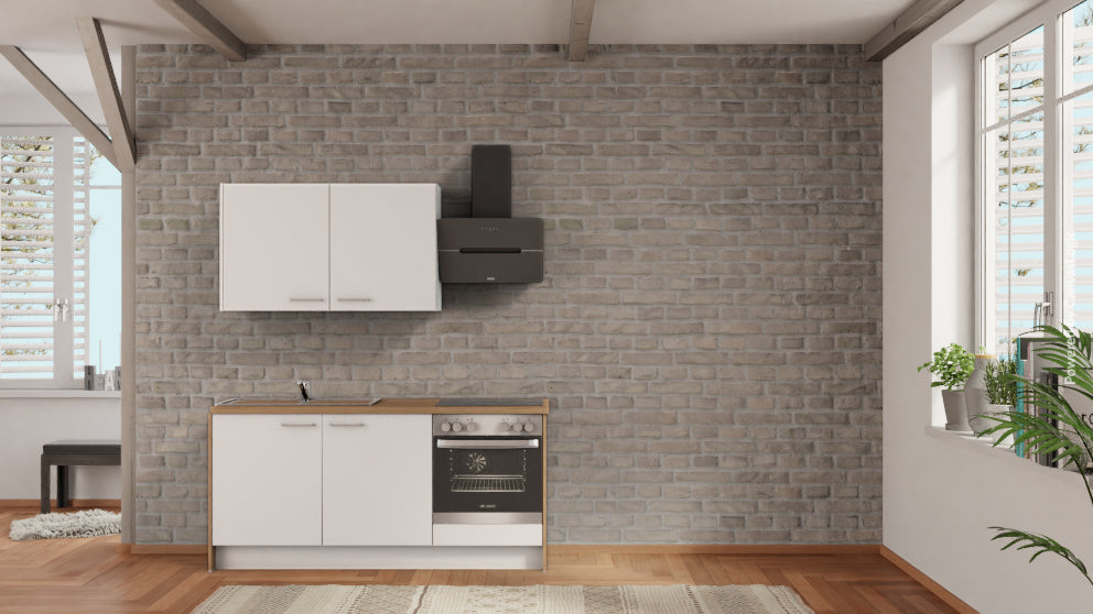 nobilia Miniküche Rheine 180 cm Alpinweiß matt Eiche Provence mit Backofen