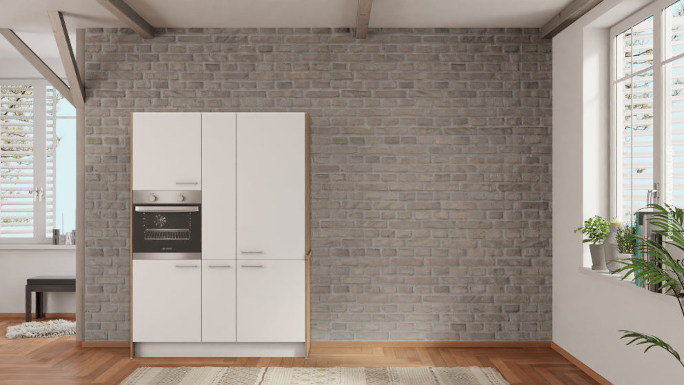 nobilia Speisekammer Offenburg 150 cm Alpinweiß matt Eiche Provence mit Backofen