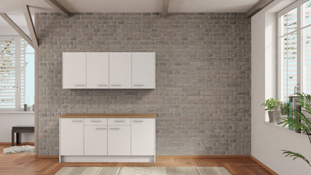 nobilia Waschküche Ahlen 180 cm Alpinweiß matt Eiche Provence Küchenblock