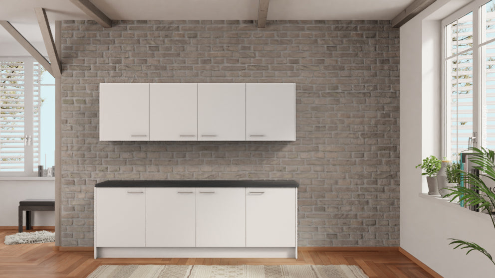 nobilia Waschküche Goslar 240 cm Alpinweiß matt Beton Schiefergrau Kompaktküche