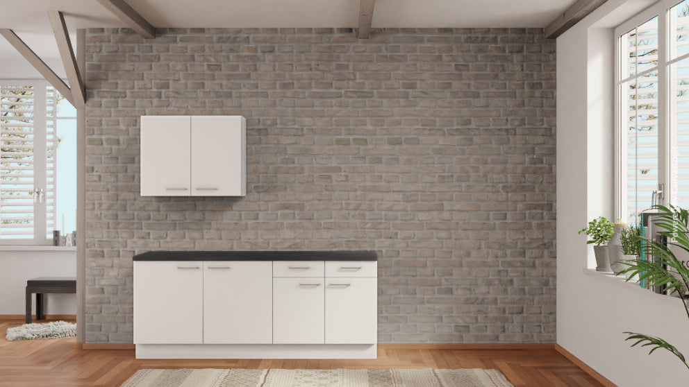 nobilia Waschküche Hilden 210 cm Alpinweiß matt Beton Schiefergrau Hauswirtschaftsraum