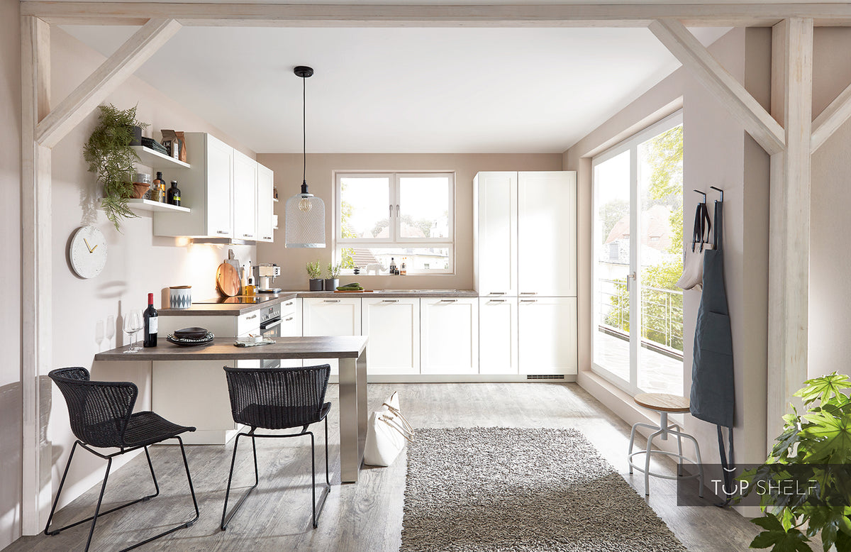nobilia corner kitchen Nordic 782 lacquer white matt 345x290 cm  configurable 