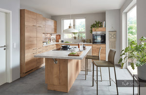nobilia Winkelküche mit Kücheninsel Structura 405 Eiche Sierra Nachbildung 310x300 cm konfigurierbar mit E-Geräten