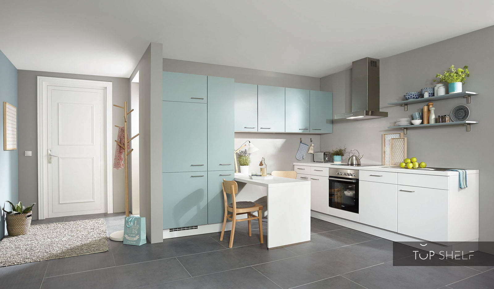 nobilia cocina angular cocina de esquina Touch 337 Aqua supermate 280x300 cm configurable --