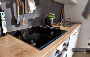 nobilia elements kleine Einbauküche mit Glas-Keramik Kochfeld als Sologerät und Glas schwarz
