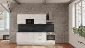 nobilia küche Witten 270 cm Weiß matt küchen günstig kaufen Beton Schiefergrau mit microwelle