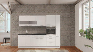 nobilia küchenzeile Böblingen 270 cm Weiß matt Beton Schiefergrau mit elektrogeräten