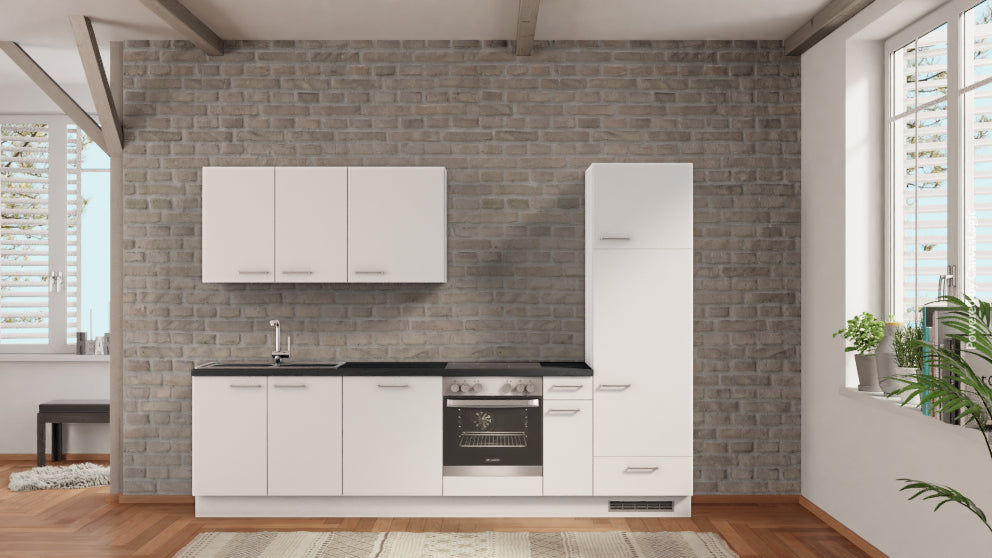 nobilia Komplettküche Bielefeld 300 cm online kaufen Beton Schiefergrau mit Elektrogeräten