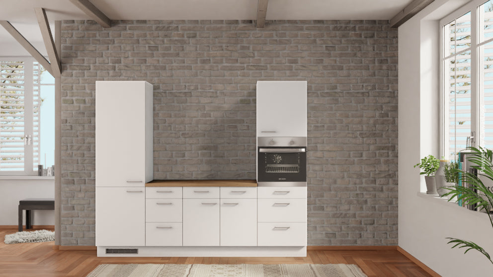 nobilia Küche Bad Oeynhausen 255 cm komplett Küchen Günstig in Alpinweiß matt Eiche Provence Büro-Küchenblock