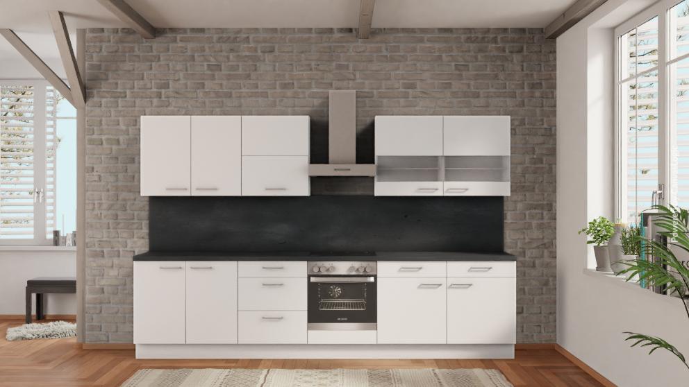 nobilia Küche CottbusChóśebuz 330 cm Alpinweiß matt Küchen Günstig Kaufen Beton Schiefergrau komplett mit Kochfeld