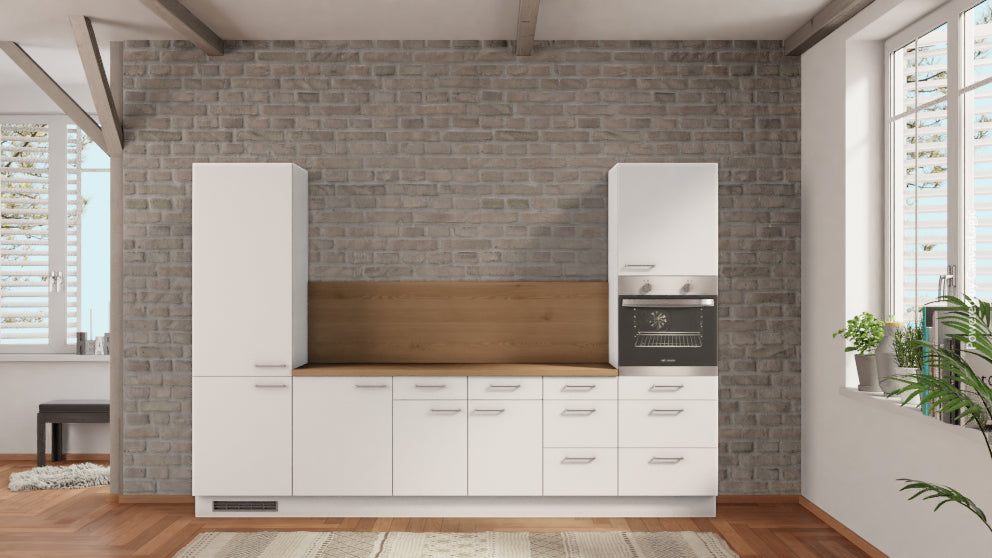 nobilia Küche Nordhorn 315 cm Alpinweiß matt günstige Küche Eiche Provence komplette Einbauküche