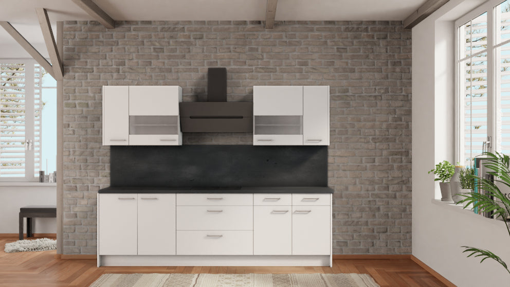 nobilia Küche Sindelfingen 270 cm Angebot Beton Schiefergrau komplett mit Kochfeld