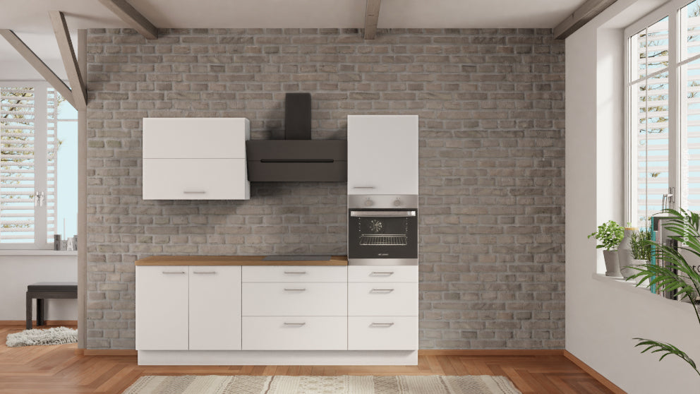 nobilia Küchenzeile Schwerte an der Ruhr 240 cm Weiß Eiche Provence Einbauküche mit Elektrogeräten