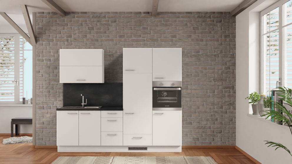nobilia küche Hildesheim 255 cm Weiß matt Beton Schiefergrau mit e geräten