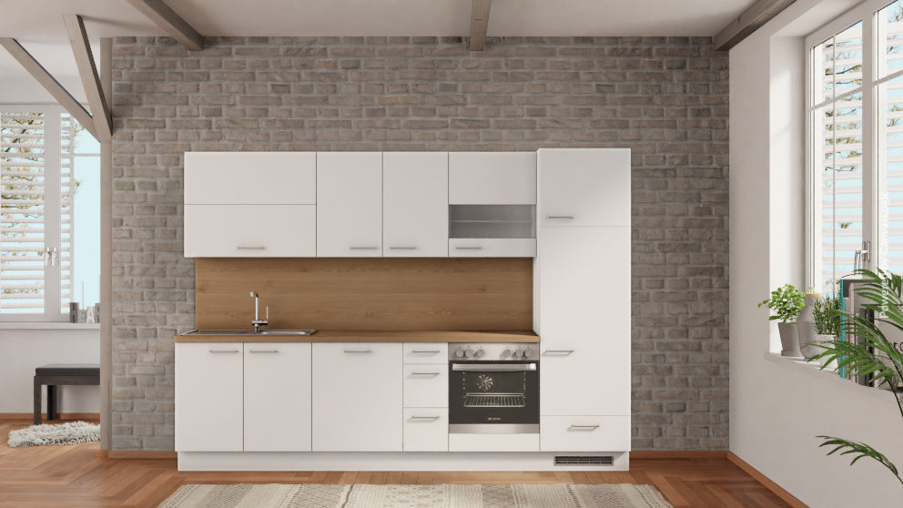 nobilia küche Karlsruhe 300 cm abverkauf Eiche Provence mit Kühlschrank &amp; Geschirspüler