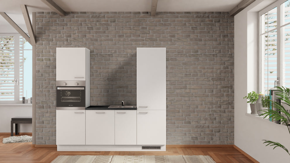 nobilia küche Langenhagen 225 cm Weiß matt abverkauf Beton Schiefergrau komplette Einbauküche nobilia - top-shelf.de