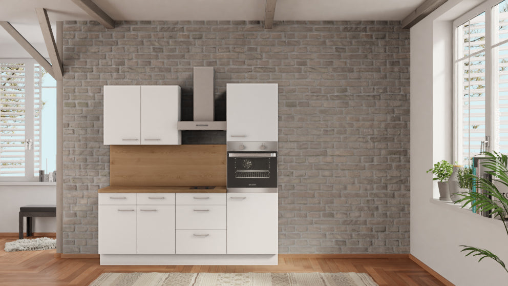 nobilia küche Lingen (Ems) 210 cm Alpinweiß matt günstig ab Werk kaufen Eiche Provence komplett mit Kochfeld