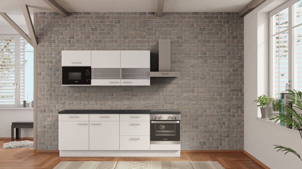 nobilia küche Neumünster 240 cm Online Kaufen Beton Schiefergrau mit Kochfeld