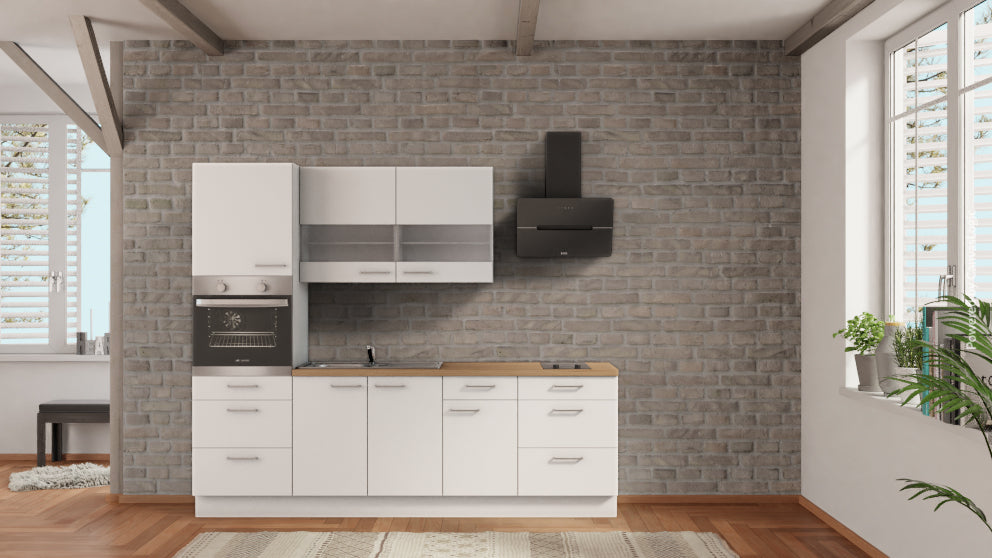 nobilia küche Rostock 255 cm angebot Eiche Provence mit Elektrogeräten