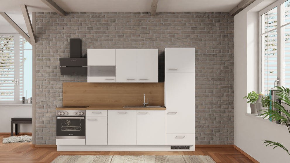 nobilia küche Castrop-Rauxel 285 cm Weiß günstig kaufen Eiche Provence mit Elektrogeräten