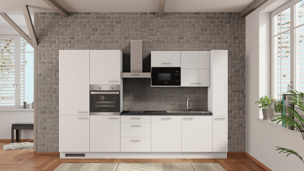 nobilia küche Chemnitz 330 cm Alpinweiß matt online kaufen Beton Schiefergrau komplett mit Kochfeld