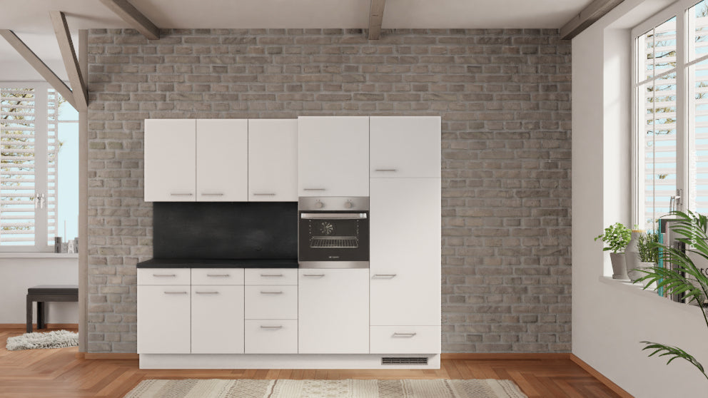 nobilia küche Erftstadt 255 cm Alpinweiß matt Beton Schiefergrau mit elektrogeräten